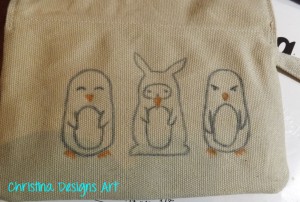 DIY Penguin Purse Design with Watercolor Pencils